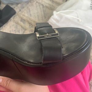 Authentic Prada platform leather sandals